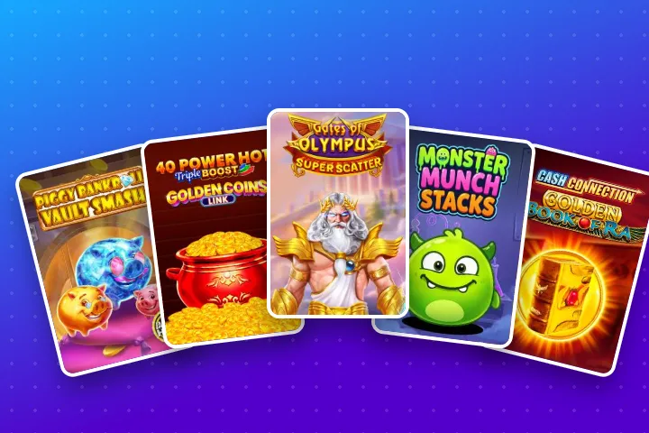 Sloty w Robocat Casino Online Robocat Casino Online – okładki slotów Piggy Bankroll, 40 Power Hot, Gates of Olympus, Monster Munch i Cash Connection
